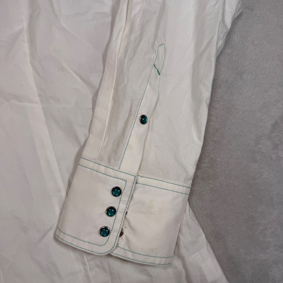 Ariat Womens Western Shirt Pearl Snap Turquoise Embroidery White M - Picture 5 of 12